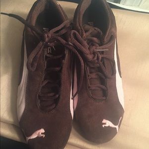 Brown and Pink Puma sneakers! Only worn twice!